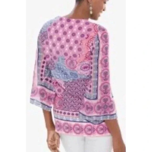 Chico’s Tile Print Kimono-Sleeve Blouse | Size 3 (XL) | NWOT / Like New - Picture 2 of 9